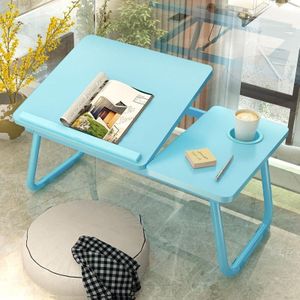 Bed vier-speed lifting tafel opvouwbare laptop bureau verstelbare slaapzaal luie tafel met bekerhouder  grootte: 55x32x25cm (sky blue)