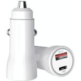 P21 Portable PD 20W + QC3.0 18W Dual Ports Fast Car Charger with USB to Micro USB Cable Kit(White)