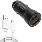 P21 Portable PD 20W + QC3.0 18W Dual Ports Fast Car Charger with USB to Micro USB Cable Kit(White)