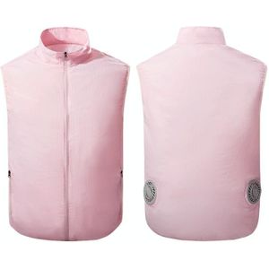 Refrigeration Heatstroke Prevention Outdoor Ice Cool Vest Overalls with Fan  Size:S(Pink)