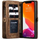 For iPhone 12 / 12 Pro CaseMe-008 Detachable Multifunctional Horizontal Flip Leather Case with Card Slot & Holder & Zipper Wallet & Photo Frame(Brown)