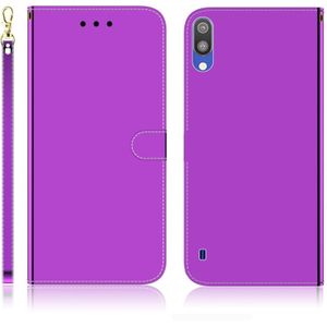 For Galaxy A10 / M10 Imitated Mirror Surface Horizontal Flip Leather Case with Holder & Card Slots & Wallet & Lanyard(Purple)