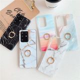 For Galaxy A71 TPU Smooth Marble with Ring Metal Rhinestone Bracket Mobile Phone Protective Case(Rainbow Q16)