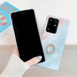 For Galaxy A71 TPU Smooth Marble with Ring Metal Rhinestone Bracket Mobile Phone Protective Case(Rainbow Q16)