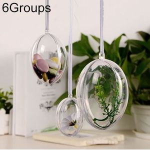 6 PCS Transparent Plastic Hollow Ellipsoid Easter Christmas Wedding Decorations