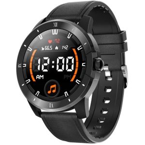 MX12 1.3 inch IPS Color Screen IP68 Waterproof Smart Watch  Support Bluetooth Call / Sleep Monitoring / Heart Rate Monitoring  Style: Leather Strap(Black)