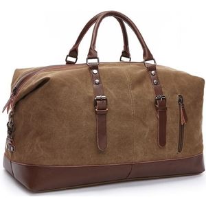 Canvas Leather Men Travel Bags Carry on Luggage Bags Men Duffel Bags Handbag Travel(Coffee)