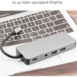 WS-06 9 in 1 Type-C to RJ45 + VGA + PD + HDMI + SD + TF + Audio 3.5mm+ 2 x USB3.0 HUB Adapter