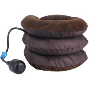 Inflatable Air Cervical Neck Traction Device Soft Head Back Shoulder Neck Ache Massager Headache Pain Relieve Relaxation Brace(Coffee)