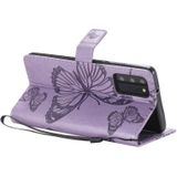 For Samsung Galaxy Note20 3D Butterflies Embossing Pattern Horizontal Flip Leather Case with Holder & Card Slot & Wallet(Purple)