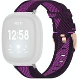 For Fitbit Versa 3 / Fitbit Sense Nylon Canvas Strip Texture Strap  Size: Free Size(Purple)
