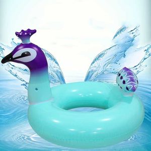 Blue Peacock Swimming Ring Adult Children Inflatable Seat Ring Lifebuoy  Size:120cm