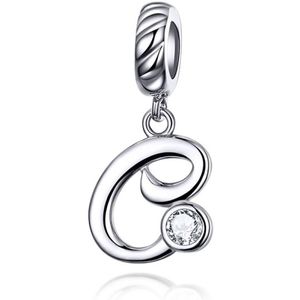 S925 Sterling Silver 26 English Letter Pendant DIY Bracelet Necklace Accessories  Style:C