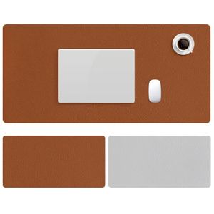ZD02 Double-sided PU Mouse Pad Table Mat  Size: 100 x 44cm(Cowhide Yellow+Gray)