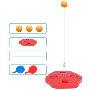 Single Table Tennis Trainer Elastic Flexible Shaft Fixed Ball Training Device  Specification: Red With Racket