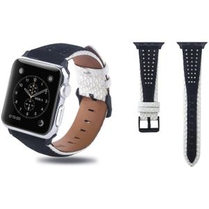 Round Hole Top-grain Leather Wrist Watch Band for Apple Watch Series 4 & 3 & 2 & 1 42&44mm