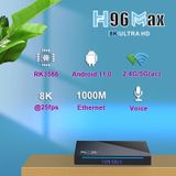H96 Max 8K Smart TV BOX Android 11.0 Media Player wtih Remote Control  Quad Core RK3566  RAM: 8GB  ROM: 64GB  Dual Frequency 2.4GHz WiFi / 5G  Plug Type:EU Plug