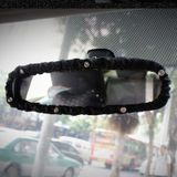 Crystal Car Interior Accessories Rear View Mirror Cover Leather Auto Rearview Mirror Cover Decoration