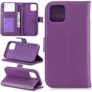 For iPhone 11 Pro Lychee Texture Horizontal Flip Leather Case with Holder & Card Slots & Wallet & Photo Frame(purple)