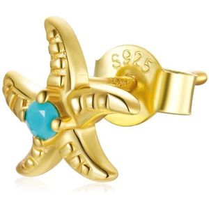 S925 Sterling Silver Real Gold-plated Starfish Ear Studs Women Earrings