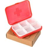 2 PCS Mini 6 Slots Portable Vitamin Medical Organizer Pill Box(Red)