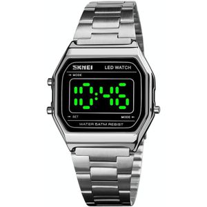 SKMEI 1646 LED Digital Display Luminous Electronic Watch(Silver)
