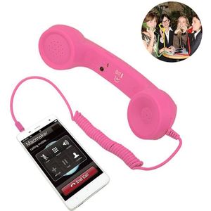 3.5mm Plug Mic Retro Telephone Anti-radiation Cell Phone Handset Receiver(Pink)