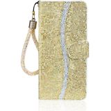 For iPhone 8 / 7 Glitter Powder Horizontal Flip Leather Case with Card Slots & Holder & Lanyard(Gold)
