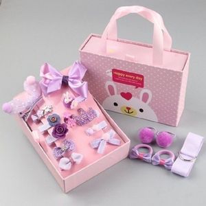 54 PCS / 3 Sets Baby Hair Accessories Girls Hairpin Hair Ring Boxed(Purple)