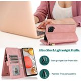 For Samsung Galaxy A42 5G Skin-feel Crazy Horse Texture Zipper Wallet Bag Horizontal Flip Leather Case with Holder & Card Slots & Wallet & Lanyard(Rose Gold)