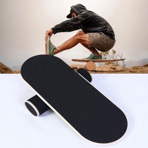 Surfing Ski Balance Board Roller Wooden Yoga Board  Specification: 05A Black Sand