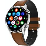 Q88 1.28 inch Touch Screen Dual-mode Bluetooth Smart Watch  Support Sleep Monitor / Heart Rate Monitor / Blood Pressure Monitoring(Brown Leather Strap)