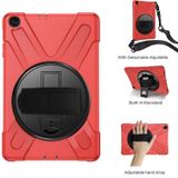 For Samsung Galaxy Tab A 10.1 (2019) T515 / T510 Shockproof Colorful Silicone + PC Protective Case with Holder & Shoulder Strap & Hand Strap(Red)