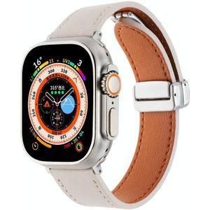 Voor Apple Watch Ultra 49 mm magnetische gesp Skin Feel lederen horlogeband