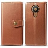 For Nokia 5.3 Retro Solid Color Leather Buckle Phone Case with Lanyard & Photo Frame & Card Slot & Wallet & Stand Function(Brown)