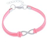 20pcs Silver Plated Bracelets Leather Infinity Luck 8 Bracelets Women Charm Bangle Jewelry(pink)