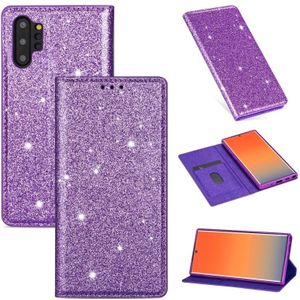 For Samsung Galaxy Note 10 Plus Ultrathin Glitter Magnetic Horizontal Flip Leather Case with Holder & Card Slots(Purple)