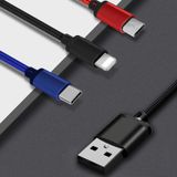 3 in 1 USB to 8 Pin + Type-C / USB-C + Micro USB Color Braided Charging Cable  Cable Length: 1.2m