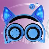 Foldable Wireless Bluetooth V4.2 Glowing Cat Ear Headphone Gaming Headset with LED Light & Mic  For iPhone  Galaxy  Huawei  Xiaomi  LG  HTC and Other Smart Phones(Blue)
