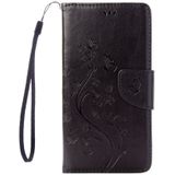 For  iPhone 8 & 7  Pressed Flowers Horizontal Flip Leather Case with Holder & Card Slots & Wallet(Black)