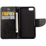 For  iPhone 8 & 7  Pressed Flowers Horizontal Flip Leather Case with Holder & Card Slots & Wallet(Black)