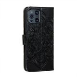 For OPPO Find X3 / Find X3 Pro Mandala Embossing Pattern Horizontal Flip PU Leather Case with Holder & Card Slots & Wallet & Lanyard(Black)