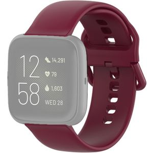 22mm Color Buckle Silicone Wrist Strap Watch Band for Fitbit Versa 2 / Versa / Versa Lite / Blaze(Wine Red)