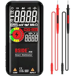 BSIDE Digital Multimeter 9999 Counts LCD Color Display DC AC Voltage Capacitance Diode Meter  Specification: S10 Dry Battery Version (Black)