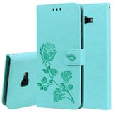 Rose Embossed Horizontal Flip PU Leather Case for Samsung Galaxy J4 Plus  with Holder & Card Slots & Wallet (Green)