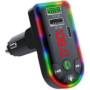 F7 Car MP3 Player 12V Colorful Breathing Light QC3.1 Wireless Dual Port Fast Charging PD