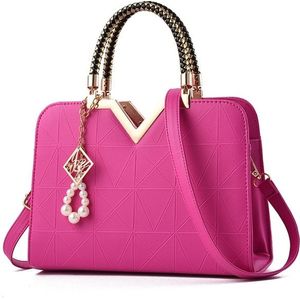 Summer Female Phone Pocket Zipper Handbags Flap Leather Shoulder Crossbody Bags(Rose Red)