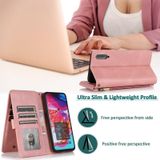 For Samsung Galaxy A70 Skin-feel Crazy Horse Texture Zipper Wallet Bag Horizontal Flip Leather Case with Holder & Card Slots & Wallet & Lanyard(Rose Gold)