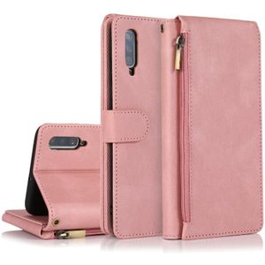 For Samsung Galaxy A70 Skin-feel Crazy Horse Texture Zipper Wallet Bag Horizontal Flip Leather Case with Holder & Card Slots & Wallet & Lanyard(Rose Gold)
