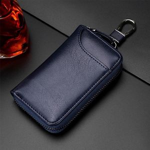 9105 Waist Hanging Large-capacity Zipper Leather Keys Holder Bag Multi-function Wallet (Blue)